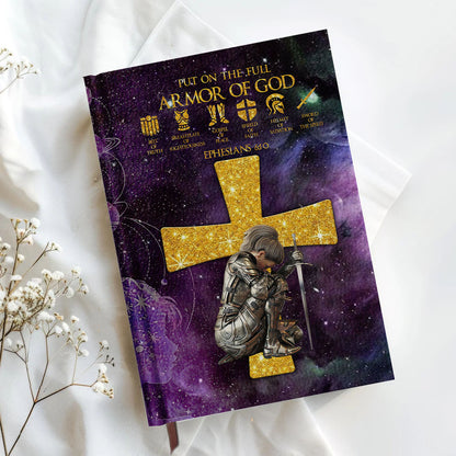 Personalized Leather Notebook – Armor of God Design with Custom Name & Skin Tone | Bible Verses for Each Letter | Christian Gift