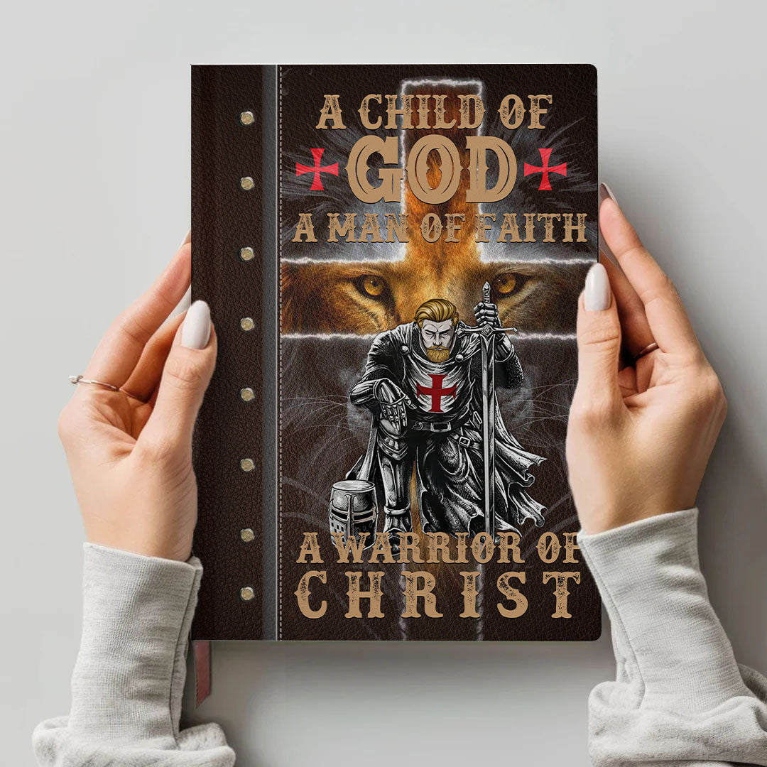 Personalized Leather Notebook for Men – A Warrior of Christ Design with Custom Name, Hair & Beard