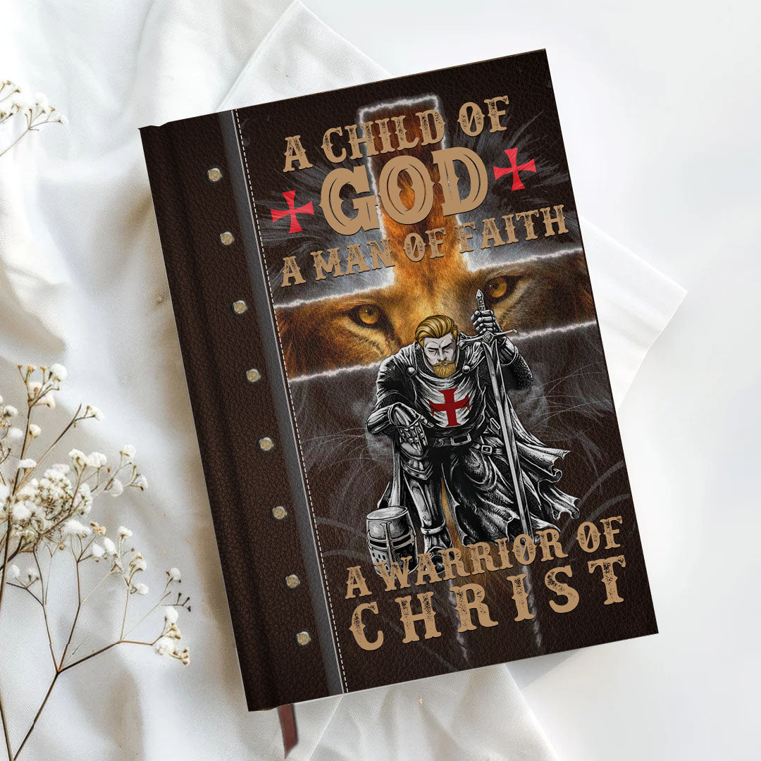 Personalized Leather Notebook for Men – A Warrior of Christ Design with Custom Name, Hair & Beard