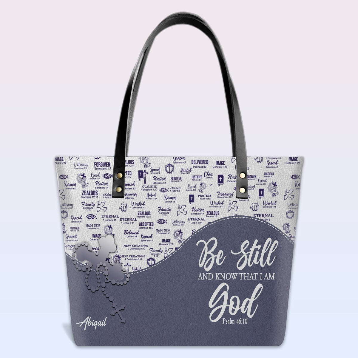 Personalized Christian Leather Tote Bag Luxury with Bible Verses – Custom Name Handbag by CHRISTIANARTBAG