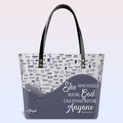 Personalized Christian Leather Tote Bag Luxury with Bible Verses – Custom Name Handbag by CHRISTIANARTBAG