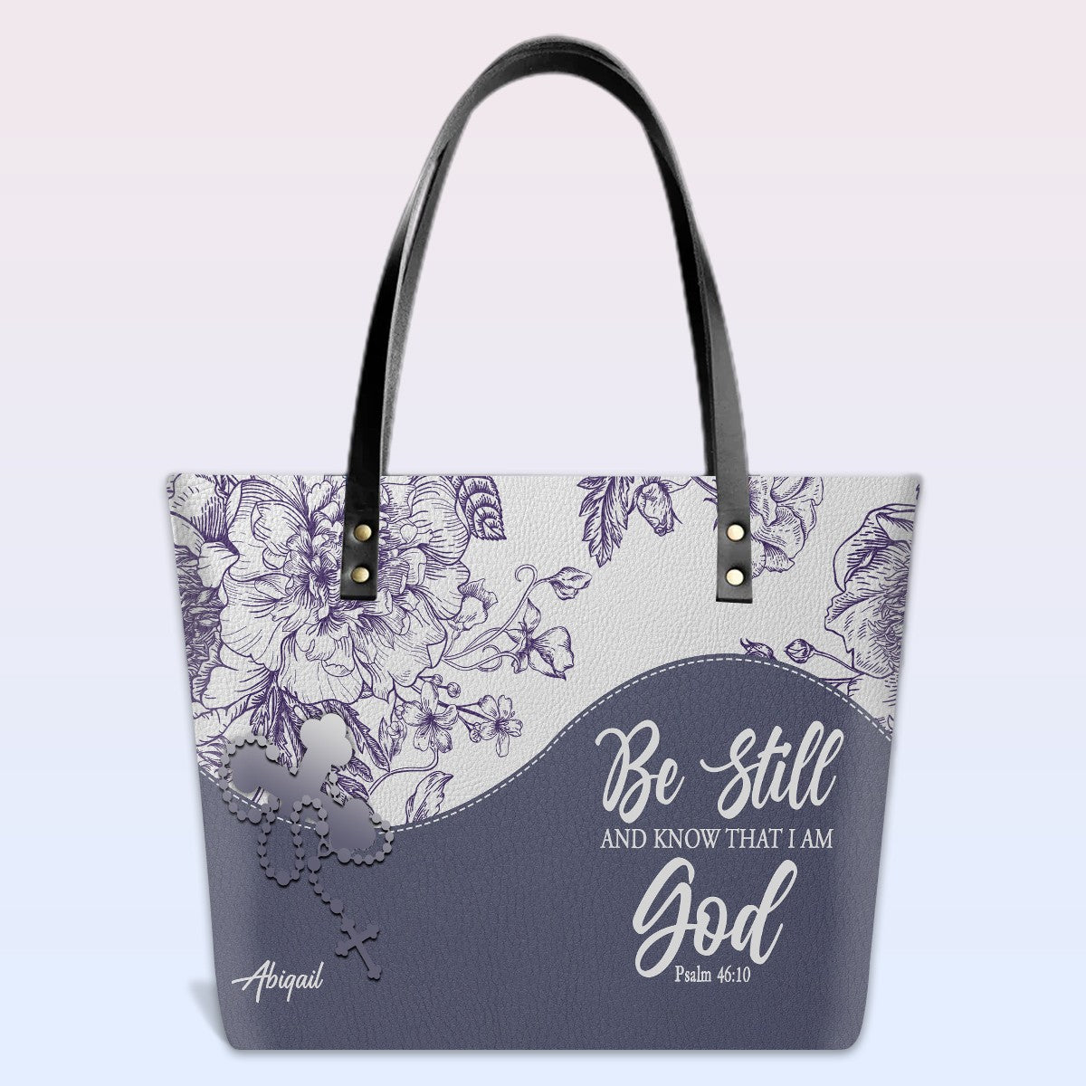 Personalized Christian Leather Tote Bag Luxury with Bible Verses – Custom Name Handbag by CHRISTIANARTBAG