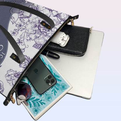 Personalized Christian Leather Tote Bag Luxury with Bible Verses – Custom Name Handbag by CHRISTIANARTBAG