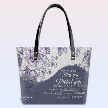 Personalized Christian Leather Tote Bag Luxury with Bible Verses – Custom Name Handbag by CHRISTIANARTBAG
