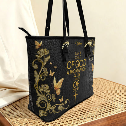 Personalized Leather Tote Bag with Bible Verses – Custom Faith-Inspired Leather TOTE Bag | CHRISTIANARTBAG Leather TOTE Bag CAB02122225