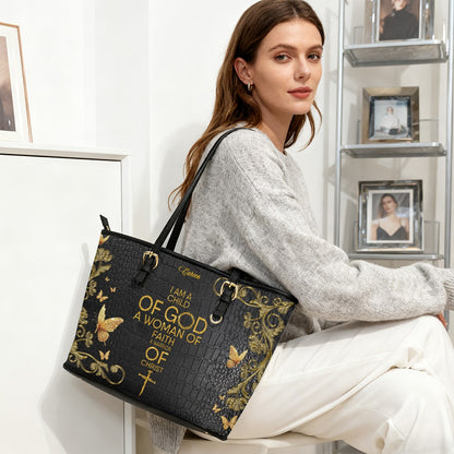 Personalized Leather Tote Bag with Bible Verses – Custom Faith-Inspired Leather TOTE Bag | CHRISTIANARTBAG Leather TOTE Bag CAB02122225