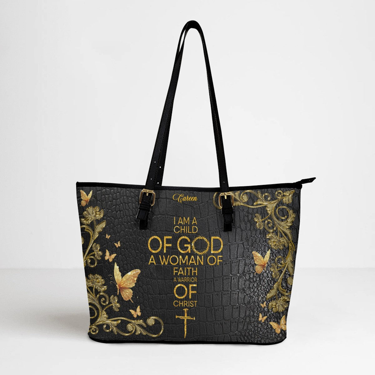 Personalized Leather Tote Bag with Bible Verses – Custom Faith-Inspired Leather TOTE Bag | CHRISTIANARTBAG Leather TOTE Bag CAB02122225