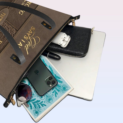 Personalized God Says I Am Leather Tote Bag, Custom Christian Gift - CHRISTIANARTBAG CAB01101326
