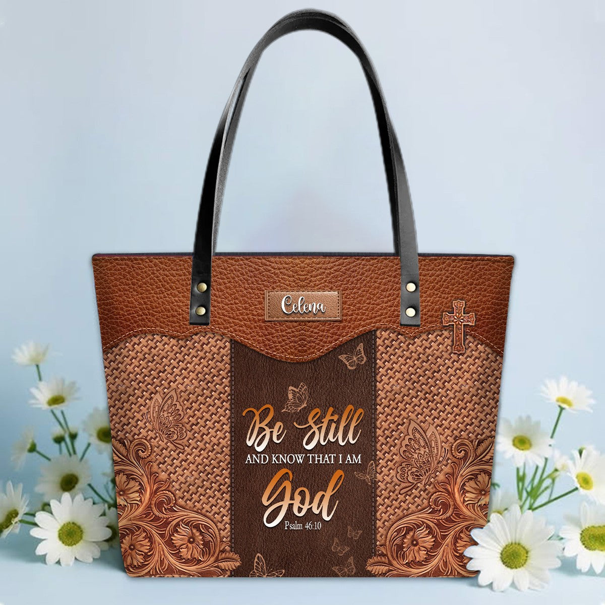 Personalized Leather Tote Bag with Bible Verses – Personalized Leather Handbags – A Statement of Faith & Strength | CHRISTIANARTBAG Leather TOTE Bag.