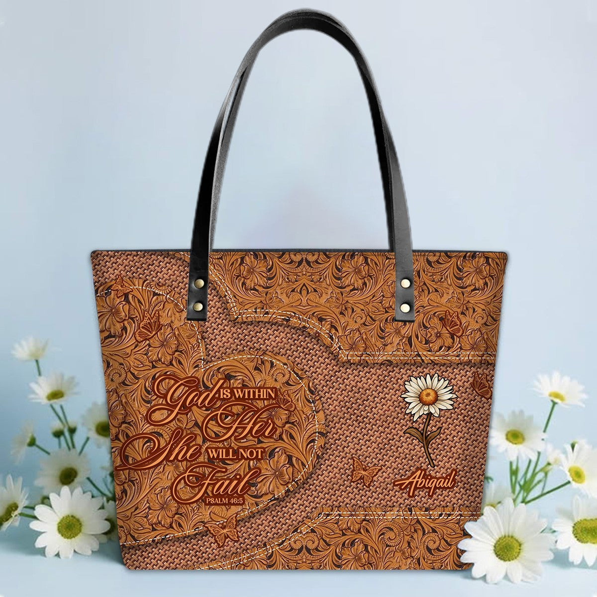 Personalized Leather Tote Bag with Bible Verses – Personalized Leather Handbags – A Statement of Faith & Strength | CHRISTIANARTBAG Leather TOTE Bag CAB01041225