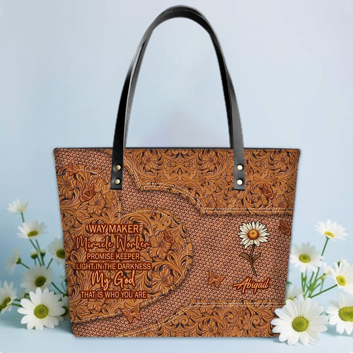 Personalized Leather Tote Bag with Bible Verses – Personalized Leather Handbags – A Statement of Faith & Strength | CHRISTIANARTBAG Leather TOTE Bag CAB01041225