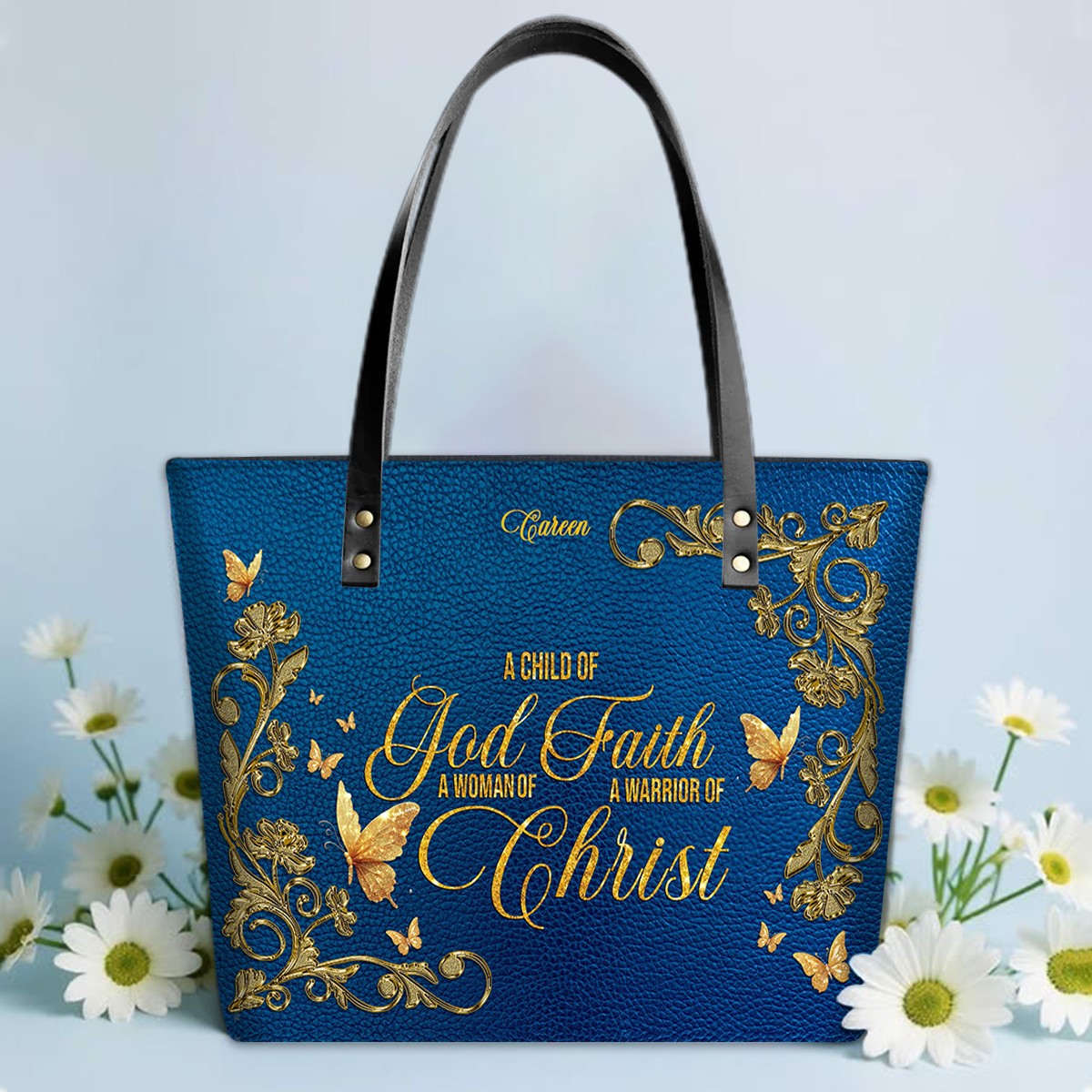 Personalized Leather Tote Bag with Bible Verses – Custom Faith-Inspired Leather TOTE Bag | CHRISTIANARTBAG CAB01040126