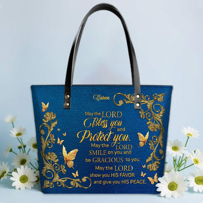 Personalized Leather Tote Bag with Bible Verses – Custom Faith-Inspired Leather TOTE Bag | CHRISTIANARTBAG CAB01040126