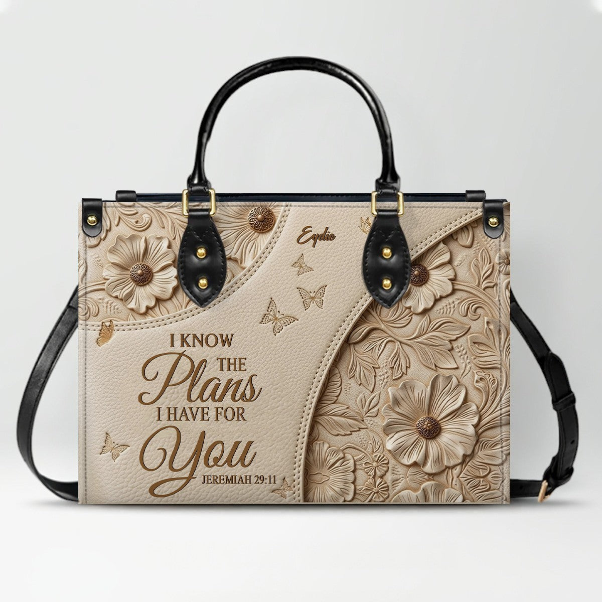 Personalized Bible Verse Leather Handbag & Wallet Set | Custom Christian Purse Set - CHRISTIANARTBAG 02080826