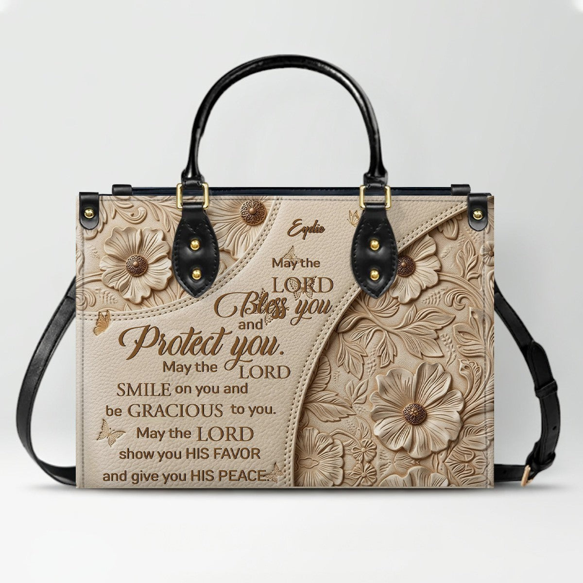Personalized Bible Verse Leather Handbag & Wallet Set | Custom Christian Purse Set - CHRISTIANARTBAG 02080826