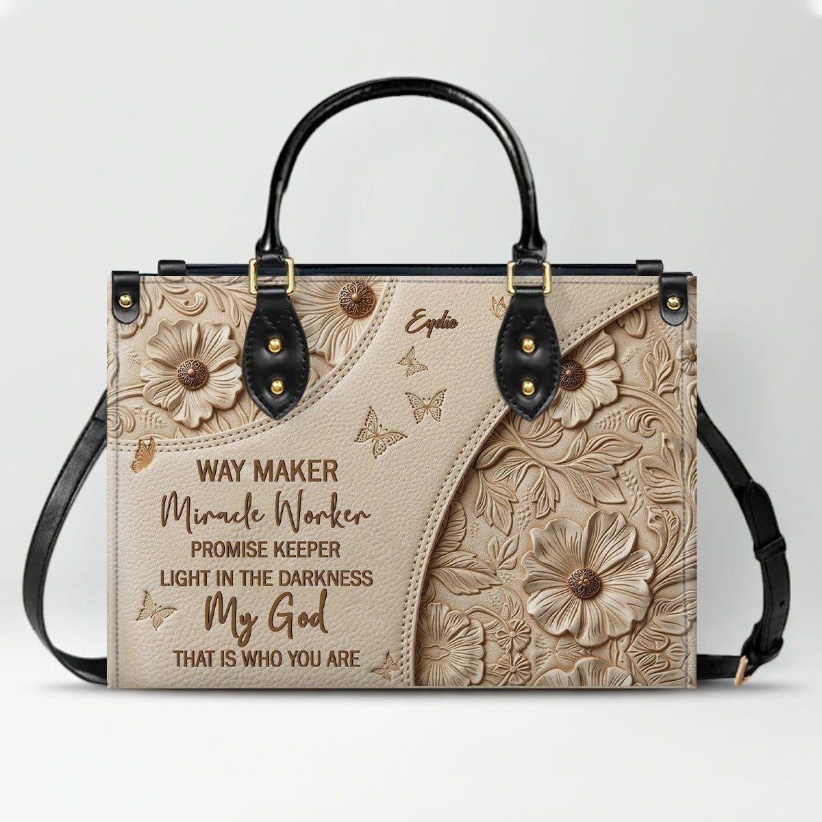 Personalized Bible Verse Leather Handbag & Wallet Set | Custom Christian Purse Set - CHRISTIANARTBAG 02080826