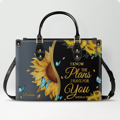Personalized Leather Handbag with Bible Verse & Name – Sunflower Christian Tote, Custom Christian Gift for Women | CHRISTIANARTBAG CAB24126