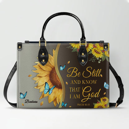 Personalized Leather Handbag with Bible Verse & Name – Sunflower Christian Tote, Custom Christian Gift for Women | CHRISTIANARTBAG CAB24126