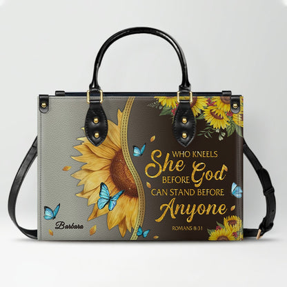 Personalized Leather Handbag with Bible Verse & Name – Sunflower Christian Tote, Custom Christian Gift for Women | CHRISTIANARTBAG CAB24126