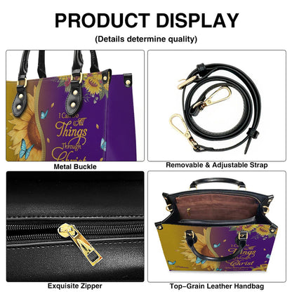 Personalized Leather Handbag with Bible Verse & Name – Sunflower Christian Tote, Custom Christian Gift for Women | CHRISTIANARTBAG CAB24126