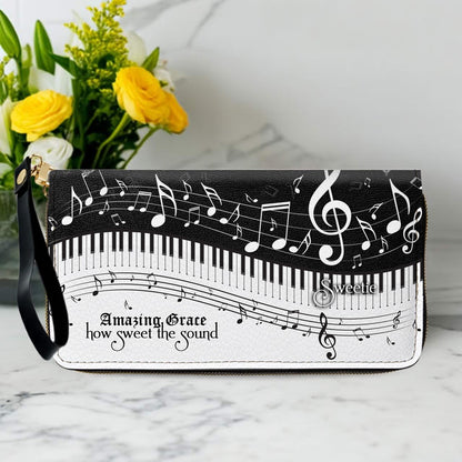 Personalized Christian Leather Handbag - Custom Bible Verse & Hymn Music Note Tote Bag - CHRISTIANARTBAG CAB01041526