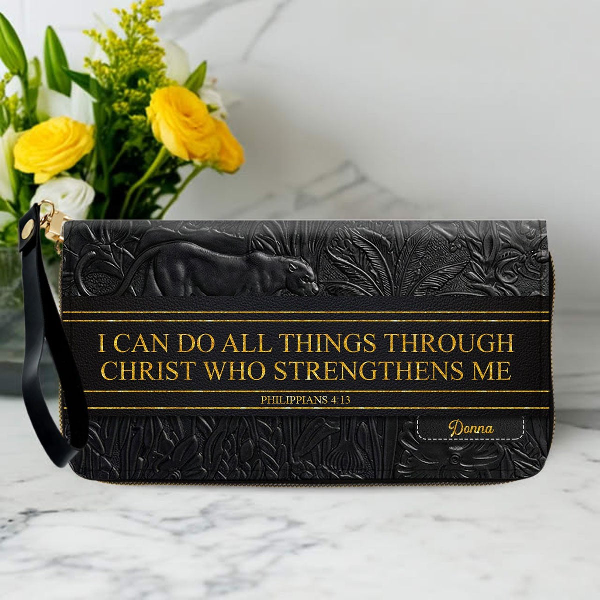 Personalized Christian Leather Handbag & Wallet Set | Custom Bible Verse Purse | CHRISTIANARTBAG CAB01030526