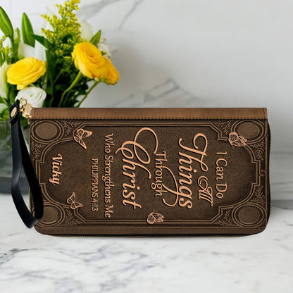 "I Can Do All Things" Inspirational Leather Bag & Wallet Set - Personalized Religious Gift - CHRISTIANARTBAG CAB0142326