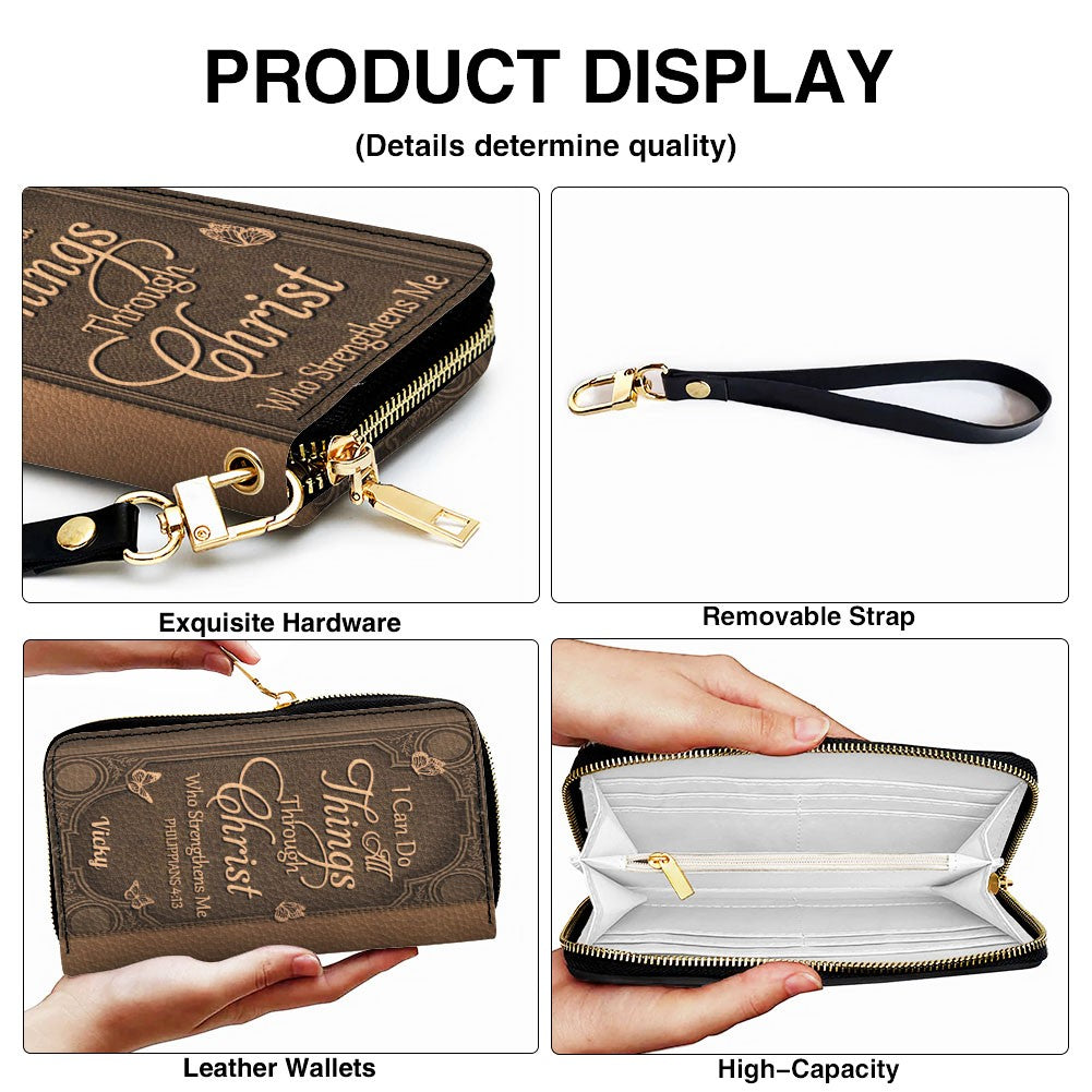 "I Can Do All Things" Inspirational Leather Bag & Wallet Set - Personalized Religious Gift - CHRISTIANARTBAG CAB0142326