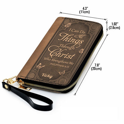 "I Can Do All Things" Inspirational Leather Bag & Wallet Set - Personalized Religious Gift - CHRISTIANARTBAG CAB0142326
