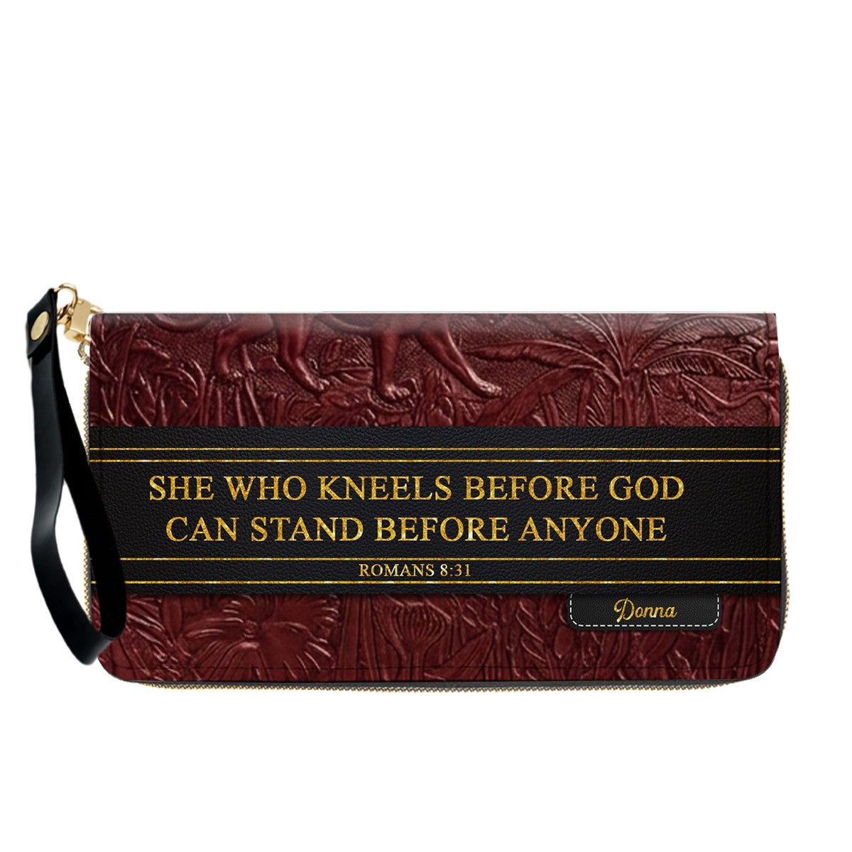 Luxury Embossed Leather Christian Tote Bag - Custom Name & Scripture Purse - Premium Faith Gift for Women CAB0132426