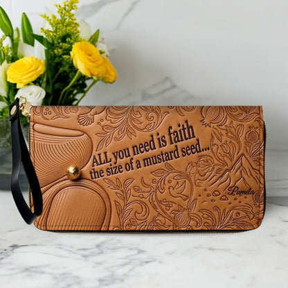 Personalized Leather Handbag "Faith as a Mustard Seed" | CHRISTIANARTBAG 02080526