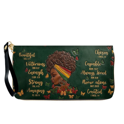 CHRISTIANARTBAG Personalized Leather Handbag - Custom Maya Green | African American Christian Gifts "You Are Beautiful" Bible Verse Shoulder Bag