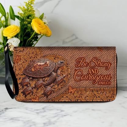 CHRISTIANARTBAG | Personalized Leather Handbag with Custom Names & Bible Verse - Western Tooled Turtle Design CAB0141626