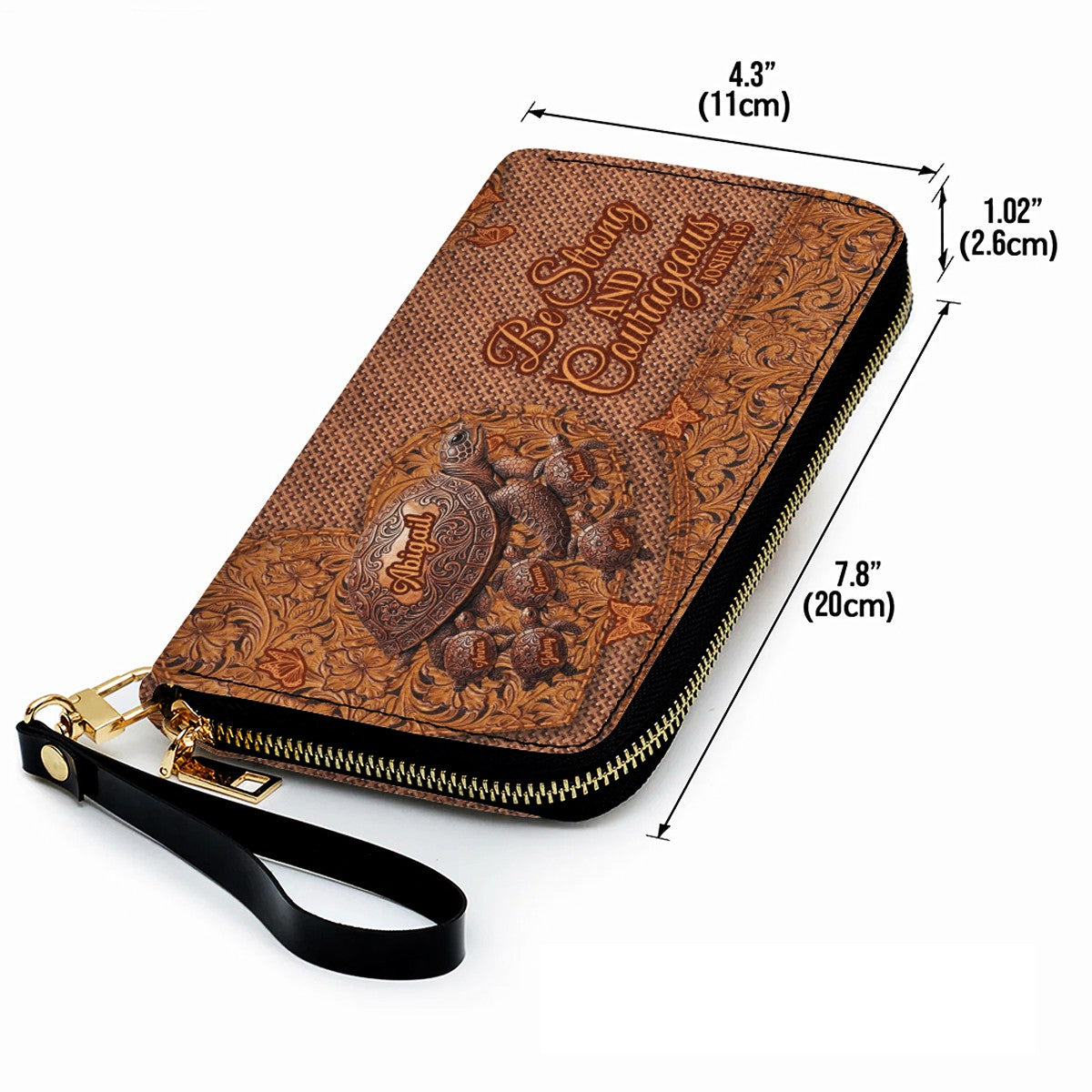 CHRISTIANARTBAG | Personalized Leather Handbag with Custom Names & Bible Verse - Western Tooled Turtle Design CAB0141626