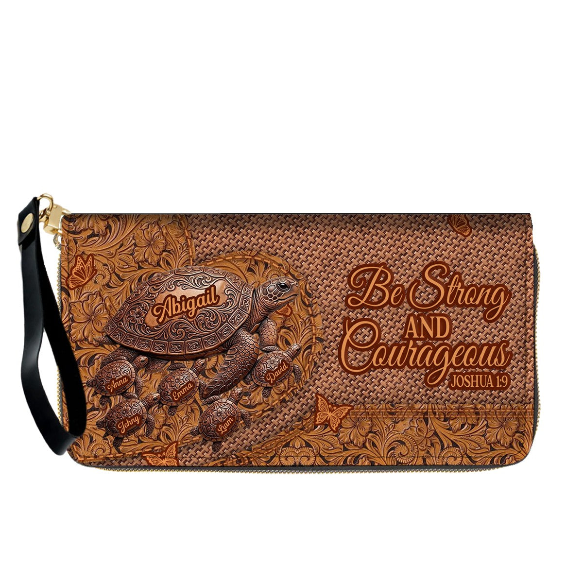 CHRISTIANARTBAG | Personalized Leather Handbag with Custom Names & Bible Verse - Western Tooled Turtle Design CAB0141626