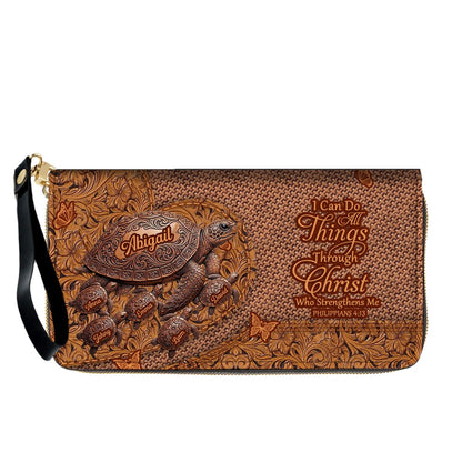 CHRISTIANARTBAG | Personalized Leather Handbag with Custom Names & Bible Verse - Western Tooled Turtle Design CAB0141626