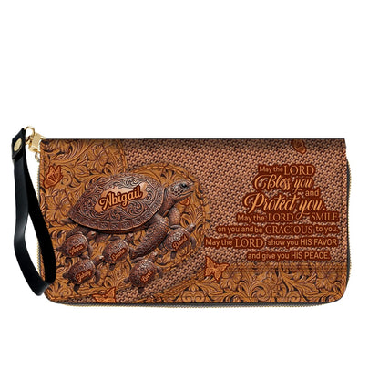 CHRISTIANARTBAG | Personalized Leather Handbag with Custom Names & Bible Verse - Western Tooled Turtle Design CAB0141626