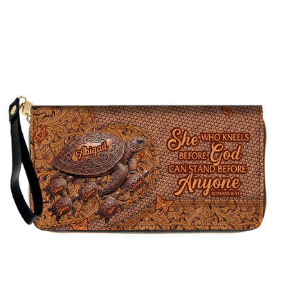 CHRISTIANARTBAG | Personalized Leather Handbag with Custom Names & Bible Verse - Western Tooled Turtle Design CAB0141626