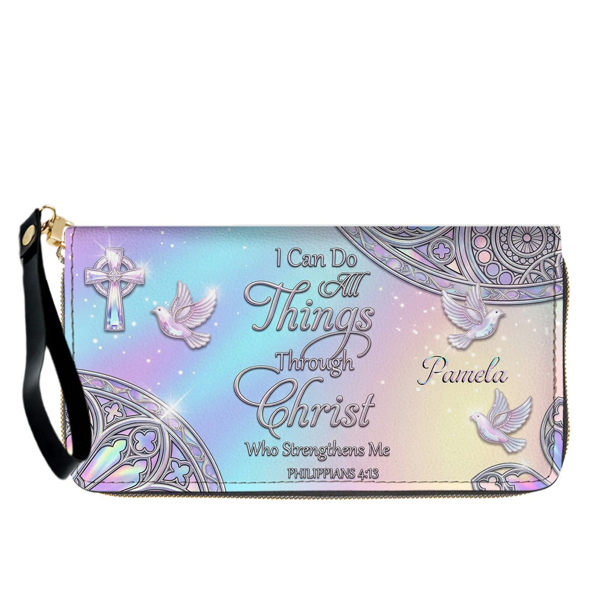Personalized Christian Leather Handbag - I Can Do All Things Through Christ Verse - Custom Name Faith Purse | CHRISTIANARTBAG CAb01100626