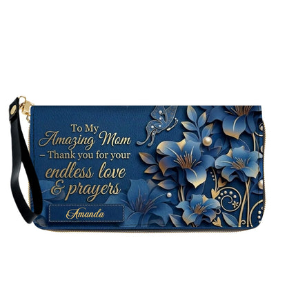 Personalized Mom Leather Handbag & Wallet Set – Custom Name Floral Butterfly Purse for Mother's Day Birthday Gift – CHRISTIANARTBAG CAB01100826