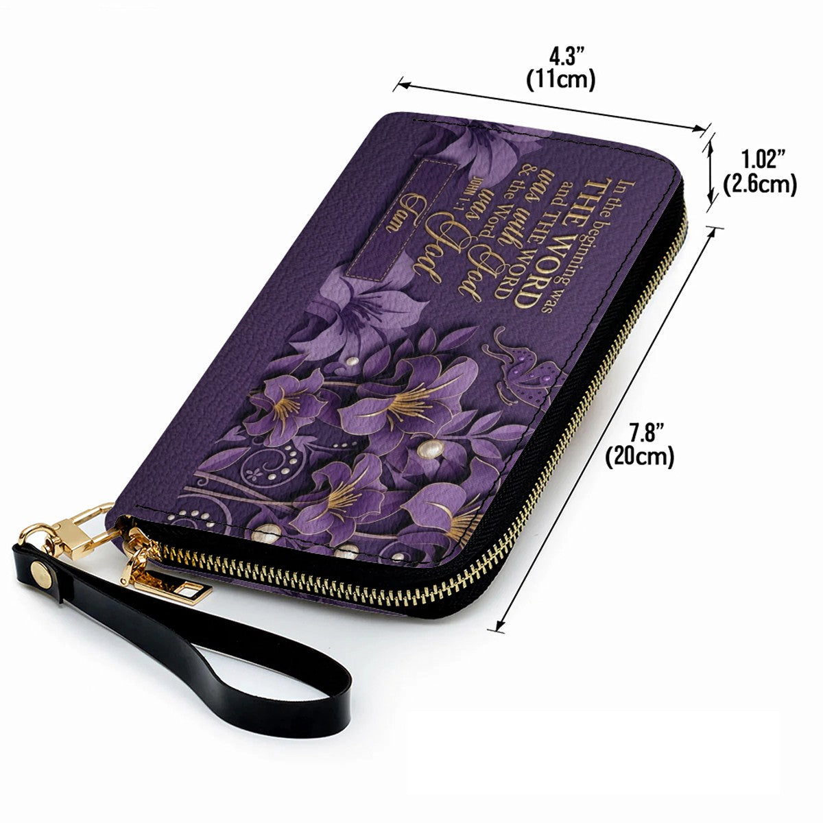 Custom Christian Leather Handbag with Name – John 1:1 Scripture Floral Purse | CHRISTIANARTBAG CA01100726
