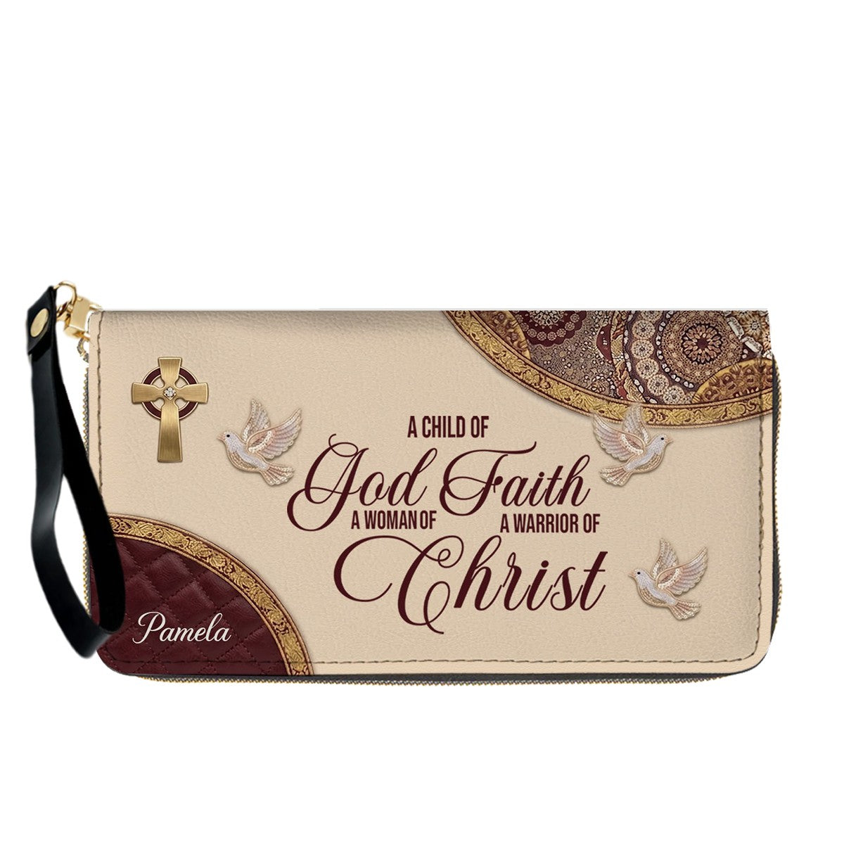 CHRISTIANARTBAG Personalized Leather Handbag and Long Wallet Set, Custom Name Scripture Bible Verse Tote Bag, Christian Gifts for Women CAB01051826