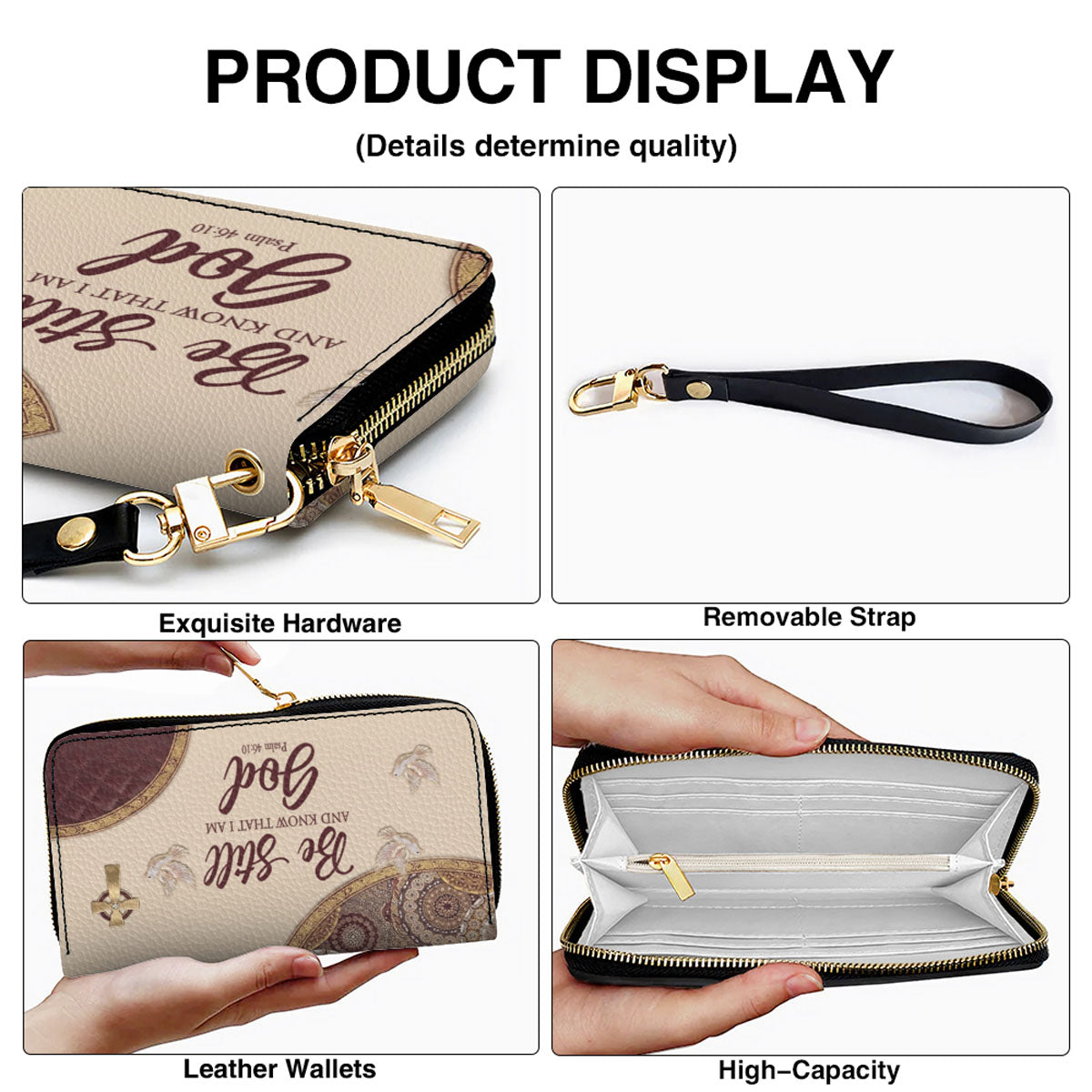 CHRISTIANARTBAG Personalized Leather Handbag and Long Wallet Set, Custom Name Scripture Bible Verse Tote Bag, Christian Gifts for Women CAB01051826