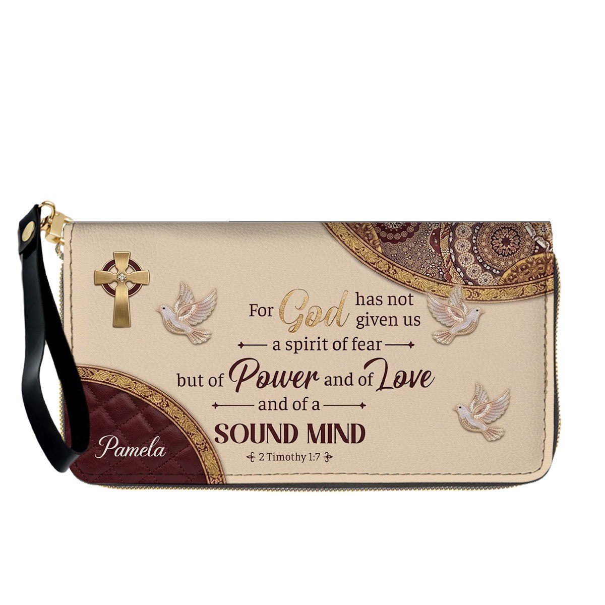 CHRISTIANARTBAG Personalized Leather Handbag and Long Wallet Set, Custom Name Scripture Bible Verse Tote Bag, Christian Gifts for Women CAB01051826