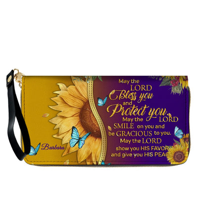 CHRISTIANARTBAG Personalized Leather Handbag & Wallet Set - Custom Bible Verse Sunflower Print - Religious Gift for Women
