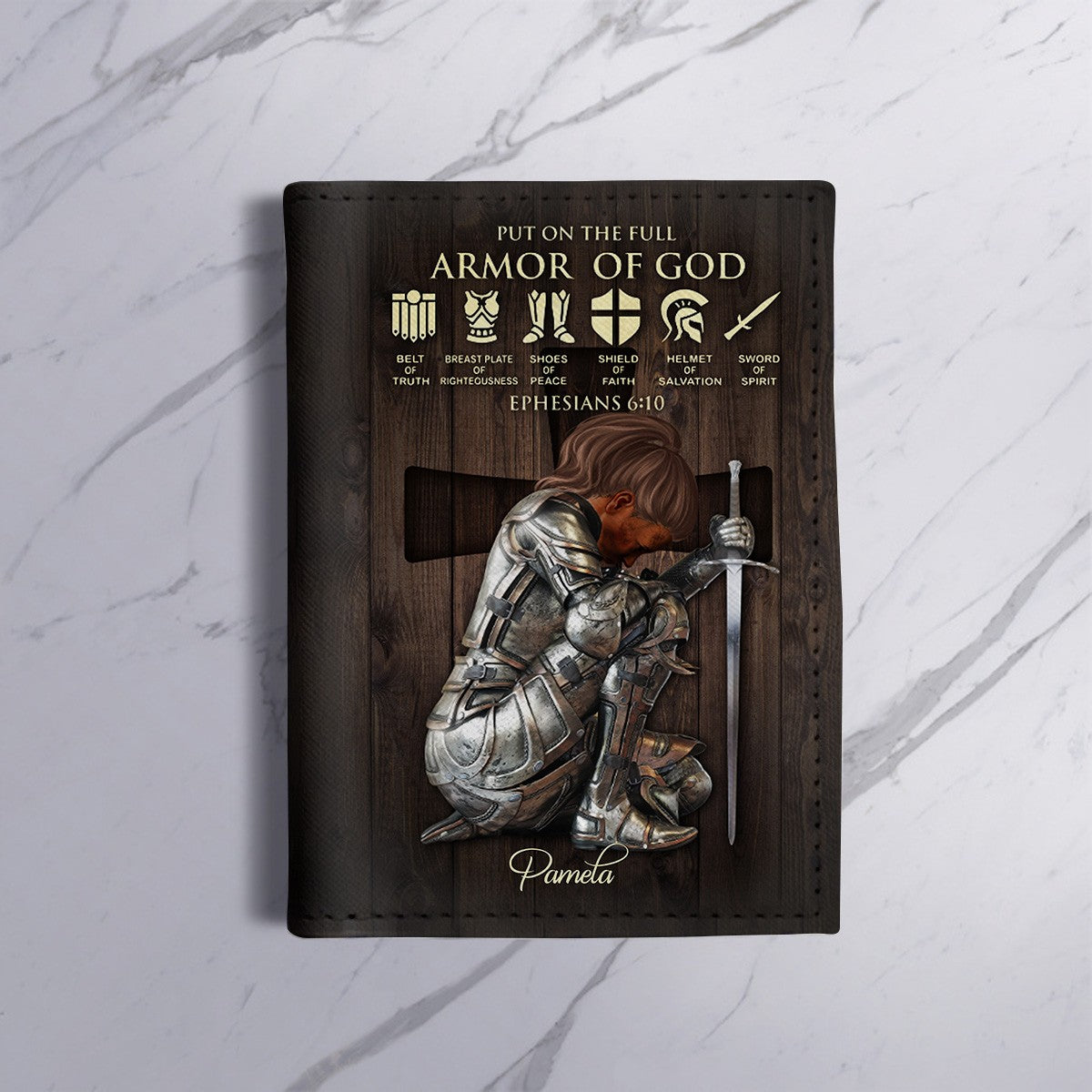 Personalized Christian Passport Cover – Armor of God Design with Custom Warrior Name & Image | CHRISTIANARTBAG