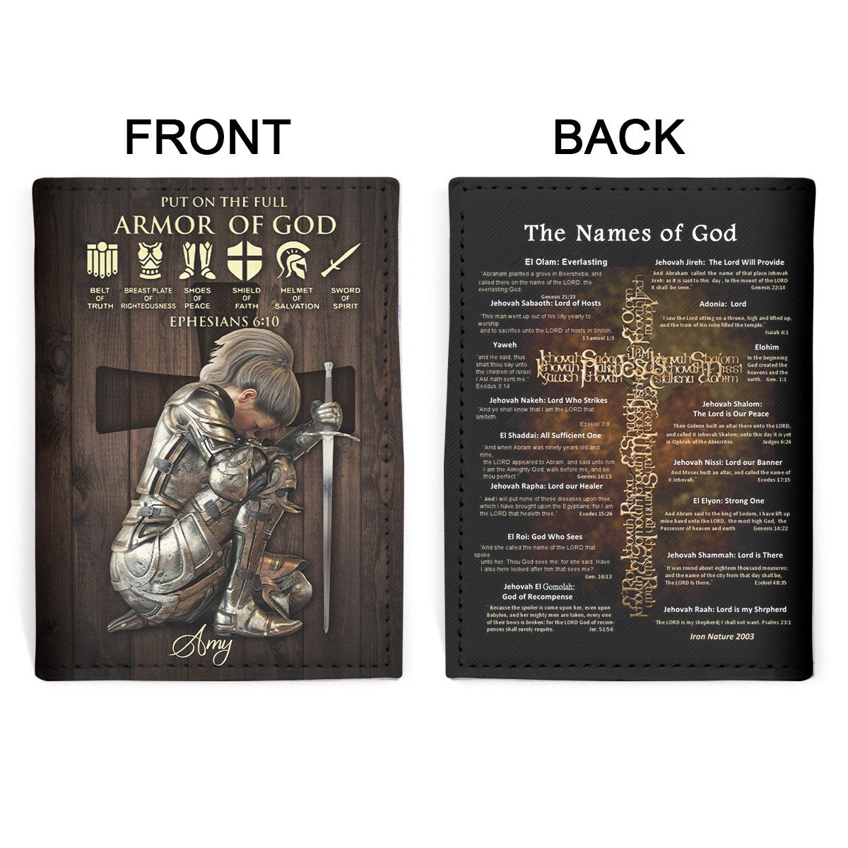 Personalized Christian Passport Cover – Armor of God Design with Custom Warrior Name & Image | CHRISTIANARTBAG