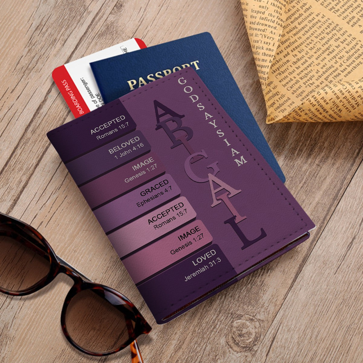 Personalized Christian Passport Cover with Custom Name & Bible Verses – Custom Color Travel Wallet by CHRISTIANARTBAG