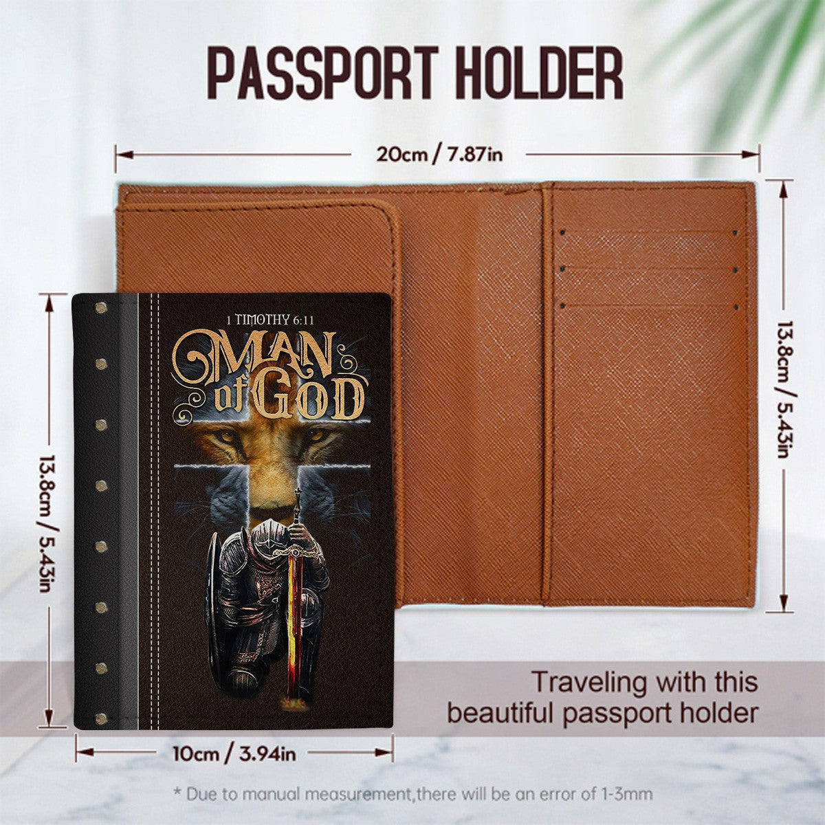 Personalized Christian Passport Cover – Man of God Design with Custom Name, Each Letter Matched to Bible Verses | CHRISTIANARTBAG