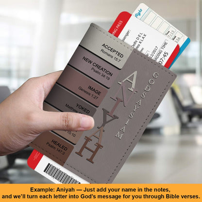 Personalized Christian Passport Cover with Custom Name & Bible Verses – Custom Color Travel Wallet by CHRISTIANARTBAG